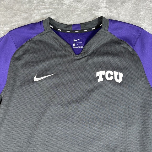 TCU Horned Frogs Sweatshirt Men Small Gray Nike Dri Fit  Long Sleeve Big 12 Conf - Picture 4 of 10